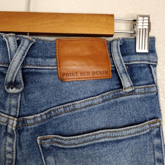 Point Sur Women's Denim Distressed High Tower Straight Jeans Size 27P - Picture 11 of 16